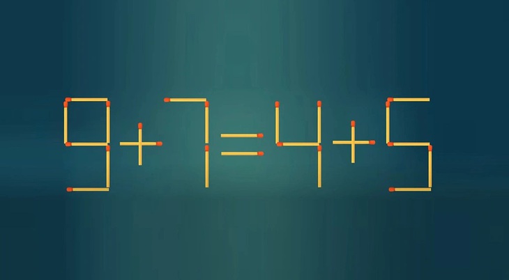 Thử tài IQ: Di chuyển một que diêm để 9+7=4+5 thành phép tính đúng- Ảnh 1.