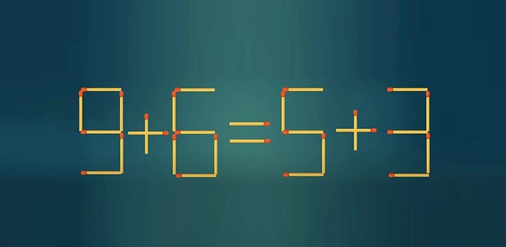 Thử tài IQ: Di chuyển một que diêm để 9+6=5+3 thành phép tính đúng- Ảnh 1.
