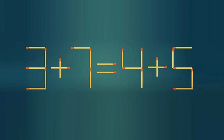 Thử tài IQ: Di chuyển một que diêm để 3+7=4+5 thành phép tính đúng