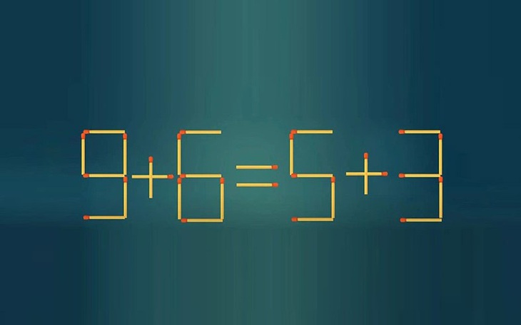 Thử tài IQ: Di chuyển một que diêm để 9+6=5+3 thành phép tính đúng