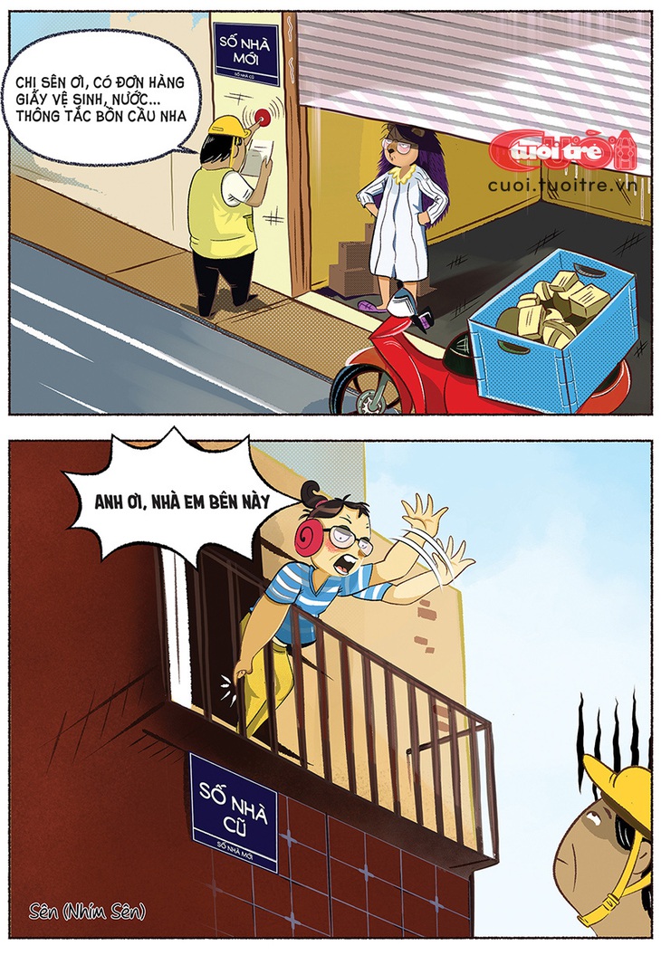 Shipper toát mồ hôi với "loạn số nhà" - Tranh: Nhím Sên 