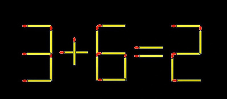 Thử tài IQ: Di chuyển một que diêm để 3+6=2 thành phép tính đúng- Ảnh 1.
