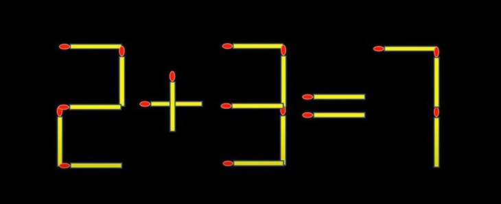 Thử tài IQ: Di chuyển một que diêm để 2+3=7 thành phép tính đúng- Ảnh 1.