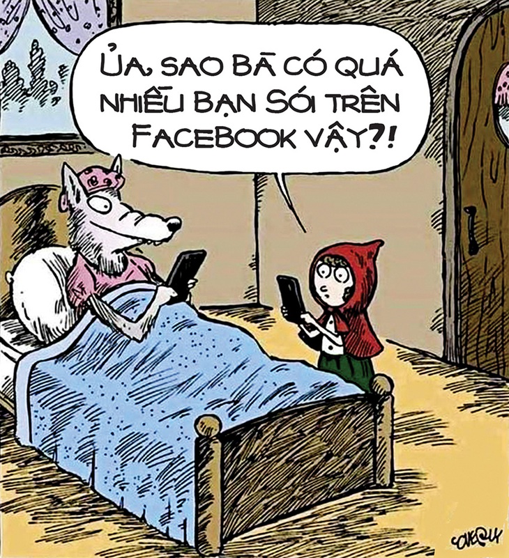 Ngạc nhiên vì các bạn Phây của bà - tranh của họa sĩ Mỹ Dave Coverly.