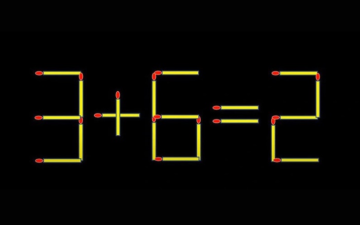 Thử tài IQ: Di chuyển một que diêm để 3+6=2 thành phép tính đúng