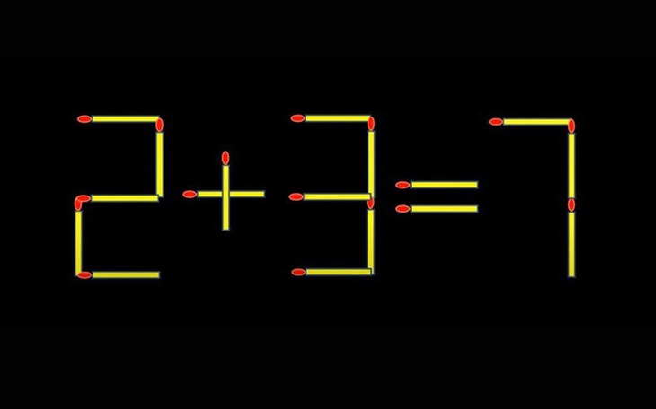 Thử tài IQ: Di chuyển một que diêm để 2+3=7 thành phép tính đúng