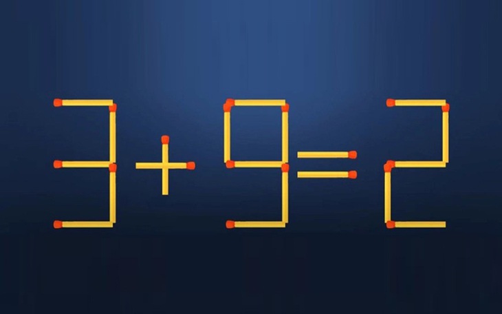 Thử tài IQ: Di chuyển một que diêm để 3+9=2 thành phép tính đúng