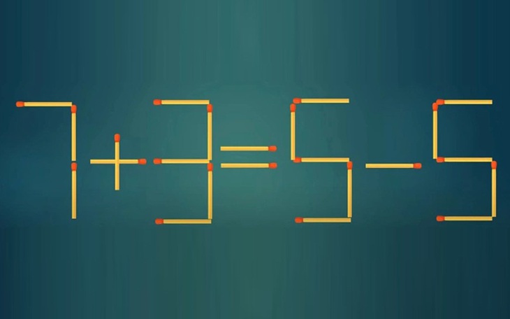 Thử tài IQ: Di chuyển một que diêm để 7+3=5-5 thành phép tính đúng