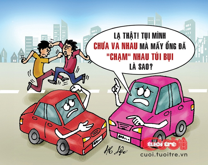 Văn hóa giao thông: Chưa "va" đã "chạm" - Tranh: Hữu Lộc 