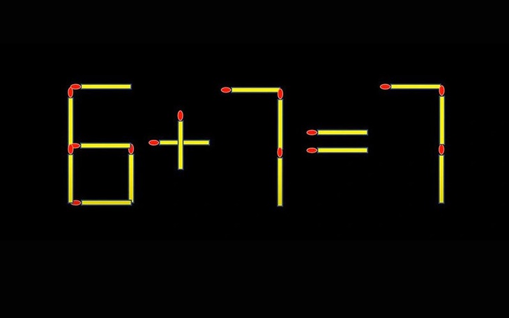 Thử tài IQ: Di chuyển một que diêm để 6+7=7 thành phép tính đúng