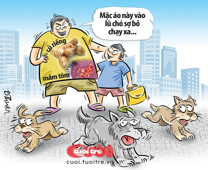 Cách áp chế chó thả rông - Biếm họa của Đức Thuận 