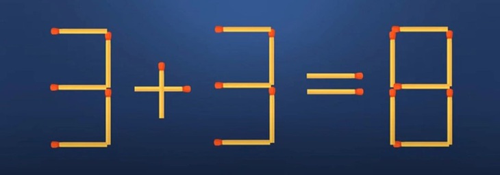 Thử tài IQ: Di chuyển một que diêm để 3+3=8 thành phép tính đúng- Ảnh 1.
