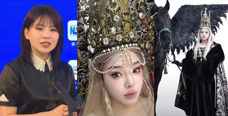 Du Bo, nhân viên du lịch (46 tuổi), được hóa trang thành "Nữ hoàng bóng tối".