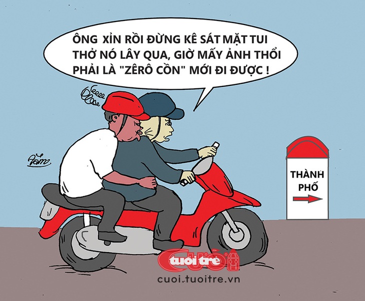 Ông đừng thở vô mặt tôi nữa kẻo cả hai cùng có nồng độ cồn - Tranh: Bùi Thanh Tâm 