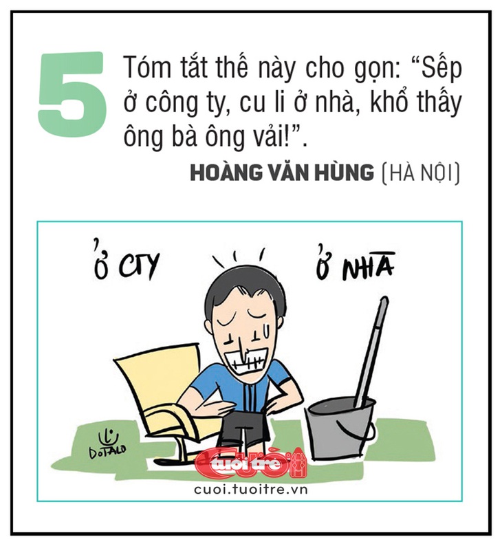 Đàn ông là sếp ở công ty nhưng lại là cu li ở nhà... 