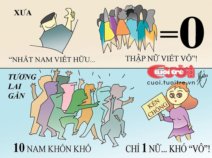 "Nhất nam viết hữu" xưa và nay - Tranh: Quéo 