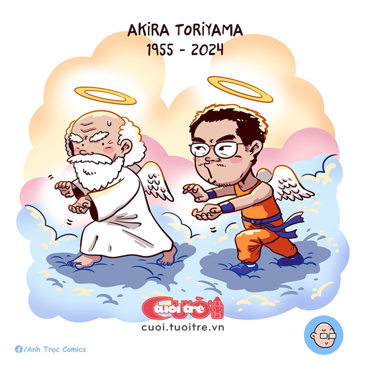 Akira Toriyama, cha đẻ Dragon Ball khi ở trên Thiên đường - Tranh: Anh Trọc Comics 