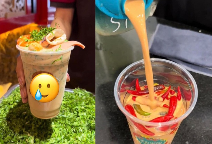 Ngoài trà sữa hành lá, nhiều hàng quán còn "chế" ra trà sữa ớt, trà sữa mì tôm hải sản, trà sữa cá chiên...