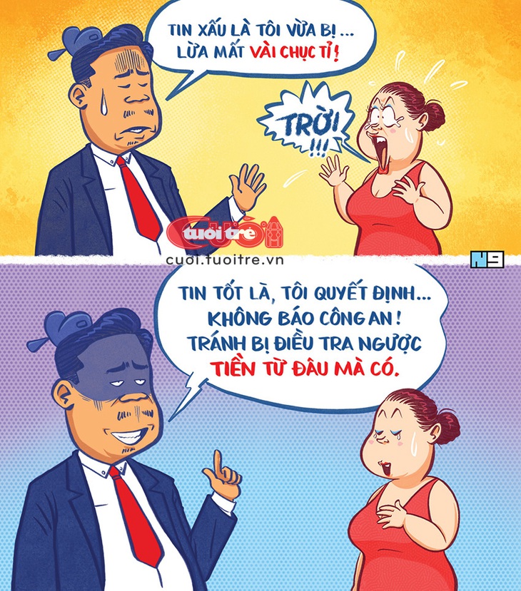 Quan tham bị lừa mấy chục tỉ: Vui buồn lẫn lộn - Tranh: Hải Nam 