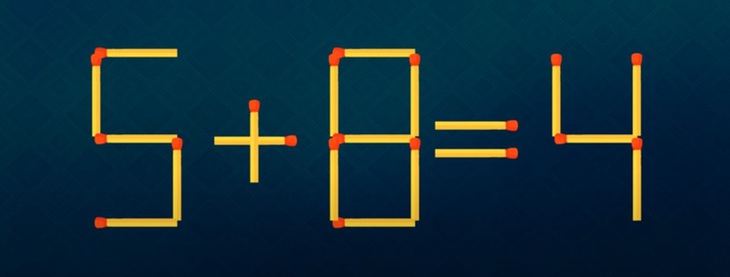 Thử tài IQ: Di chuyển một que diêm để 5+8=4 thành phép tính đúng- Ảnh 1.