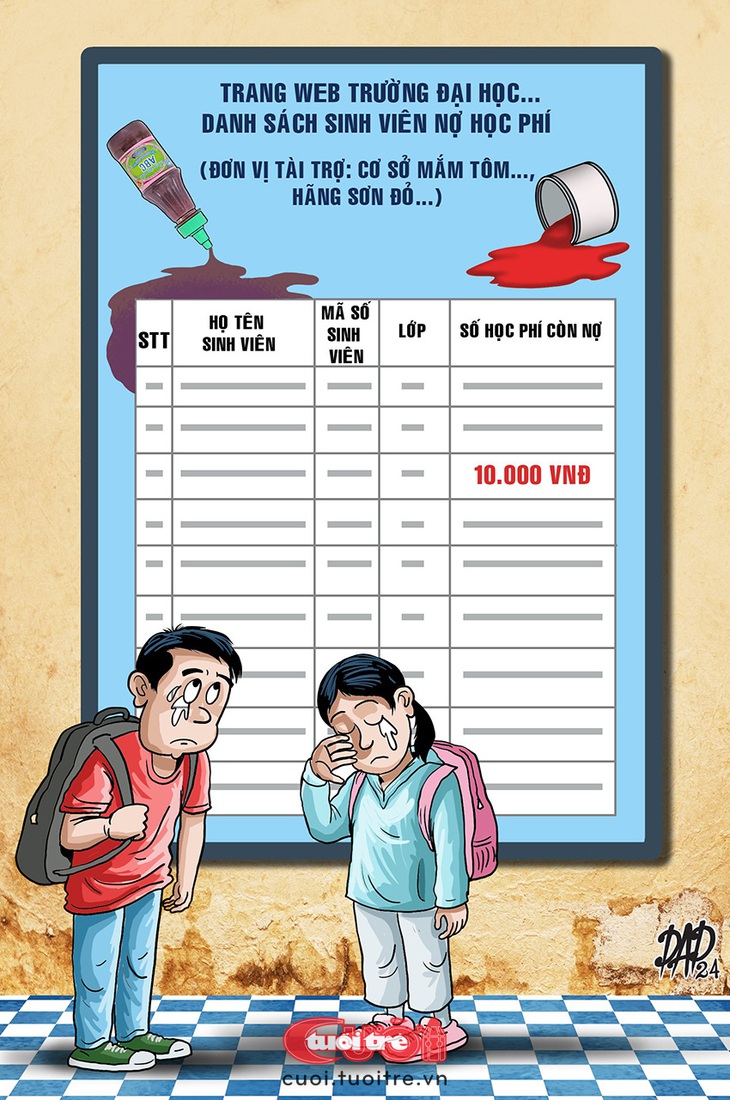 Sinh viên nợ 10 ngàn đồng cũng bị lên "bảng phong thần" - Tranh: DAD 