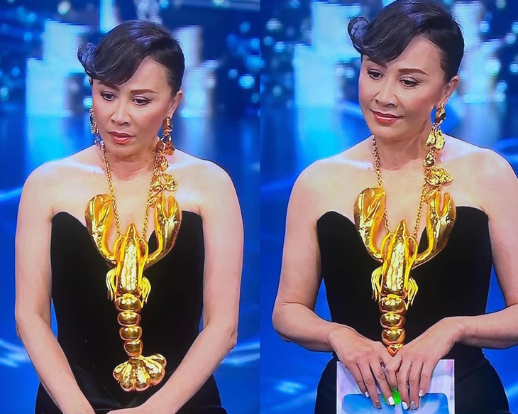 Lưu Gia Linh đã thay chồng lên sân khấu nhận giải Ảnh đế. Song song đó, nữ diễn viên cũng không quên dành lời khen cho ông xã