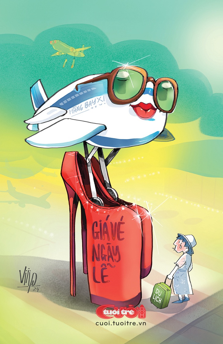Giá vé máy bay sang chảnh mùa lễ - Tranh biếm họa của Viiip 