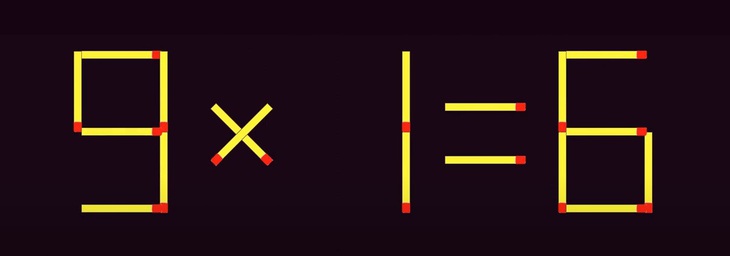 Thử tài IQ: Di chuyển hai que diêm để 9x1=6 thành phép tính đúng- Ảnh 1.