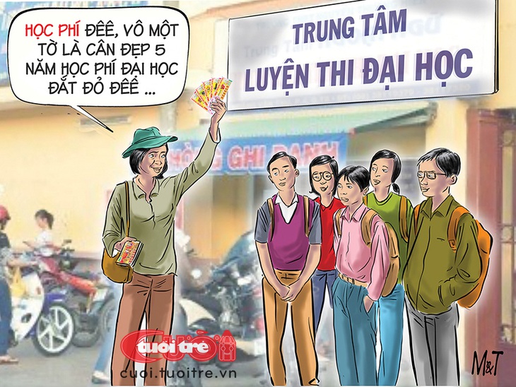 Phương án giải quyết dứt điểm 5 năm "đại học phí" - Tranh: Đỗ Minh Tuấn 