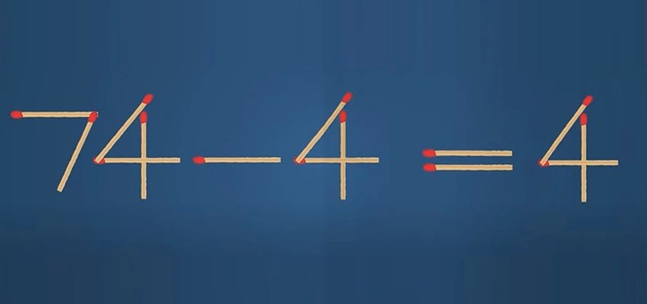 Thử tài IQ: Di chuyển một que diêm để 74-4=4 thành phép tính đúng- Ảnh 1.