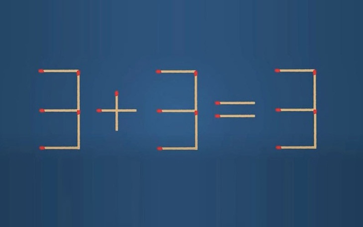 Thử tài IQ: Di chuyển một que diêm để 3+3=3 thành phép tính đúng