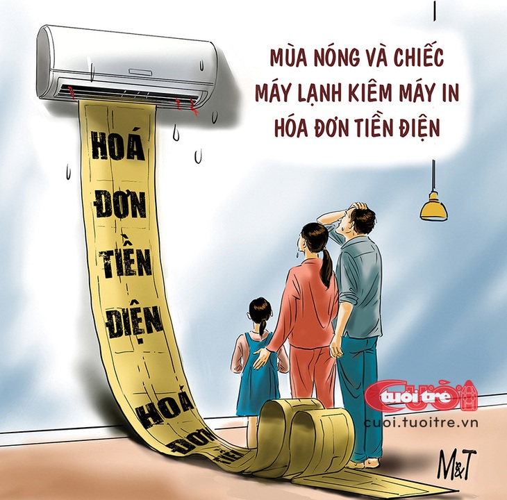 Mùa hè biến máy lạnh thành máy in - Tranh: Đỗ Minh Tuấn 