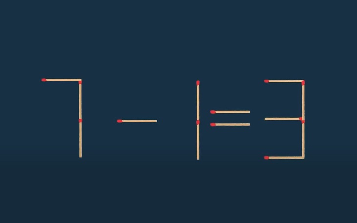 Thử tài IQ: Di chuyển hai que diêm để 7-1=3 thành phép tính đúng