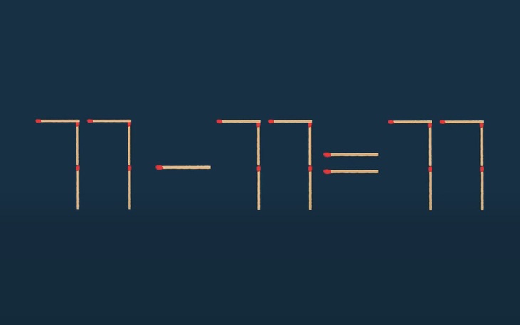 Thử tài IQ: Di chuyển hai que diêm để 77-77=77 thành phép tính đúng