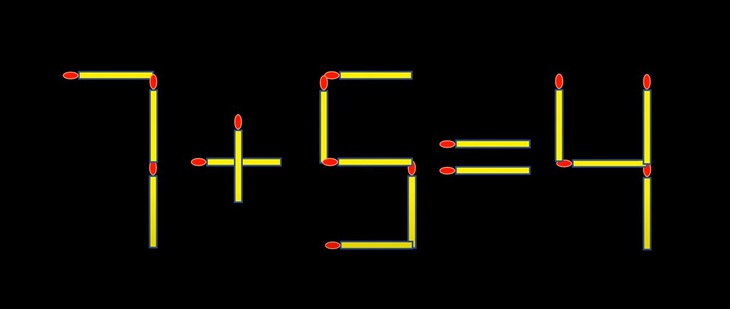 Thử tài IQ: Di chuyển một que diêm để 7+5=4 thành phép tính đúng- Ảnh 1.