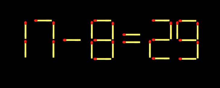 Thử tài IQ: Di chuyển một que diêm để 17-8=29 thành phép tính đúng- Ảnh 1.