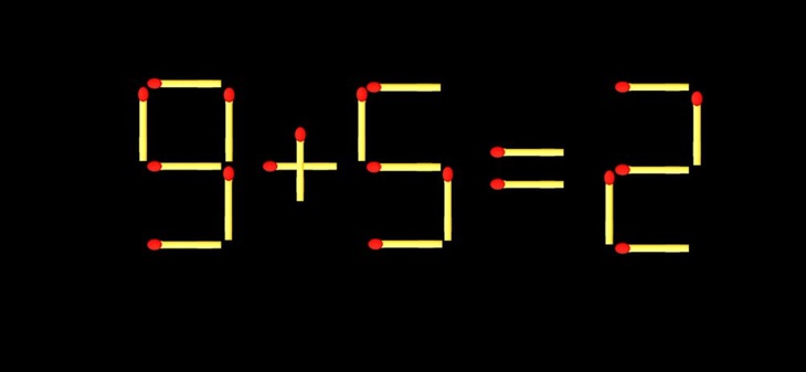 Thử tài IQ: Di chuyển một que diêm để 9+5=2 thành phép tính đúng- Ảnh 1.