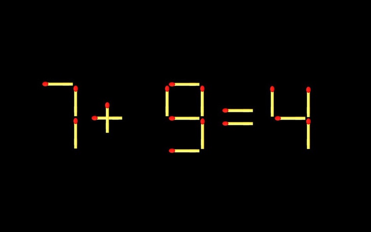 Thử tài IQ: Di chuyển một que diêm để 7+9=4 thành phép tính đúng