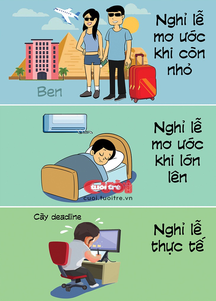 Kỳ nghỉ lễ mơ ước... mãi chỉ là ước mơ - Tranh: BEN 