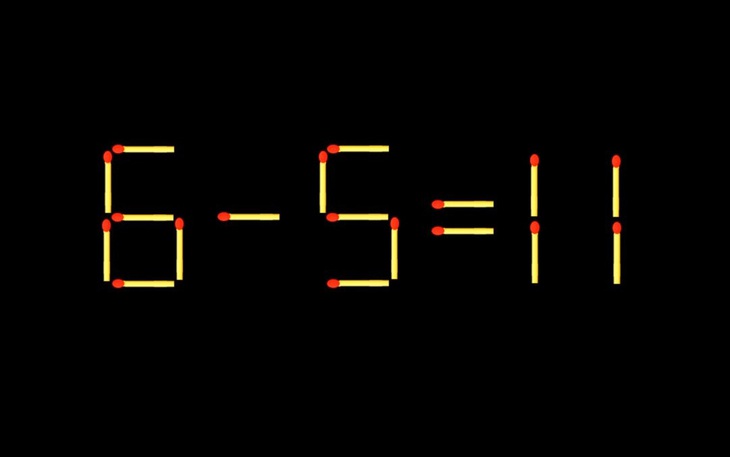 Thử tài IQ: Di chuyển một que diêm để 6-5=11 thành phép tính đúng