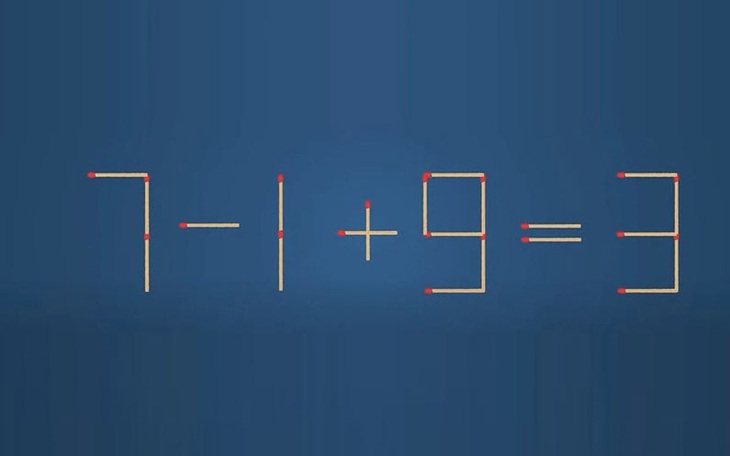 Thử tài IQ: Di chuyển một que diêm để 7-1+9=3 thành phép tính đúng