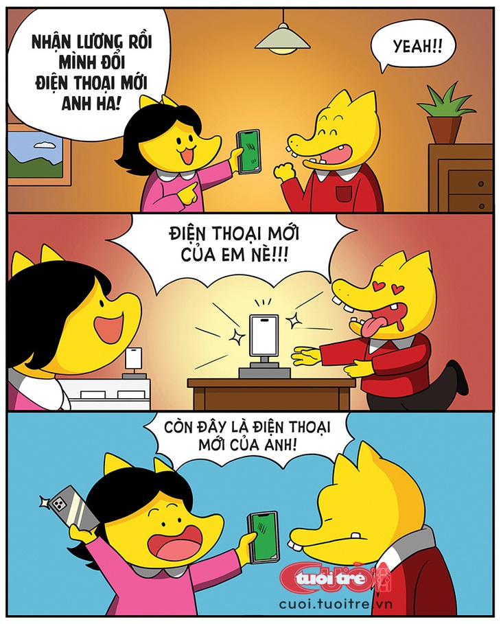 Chiếc điện thoại mới mà không mới - Tranh: Thăng Fly 