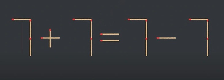 Thử tài IQ: Di chuyển một que diêm để 7+7=7-7 thành phép tính đúng- Ảnh 1.