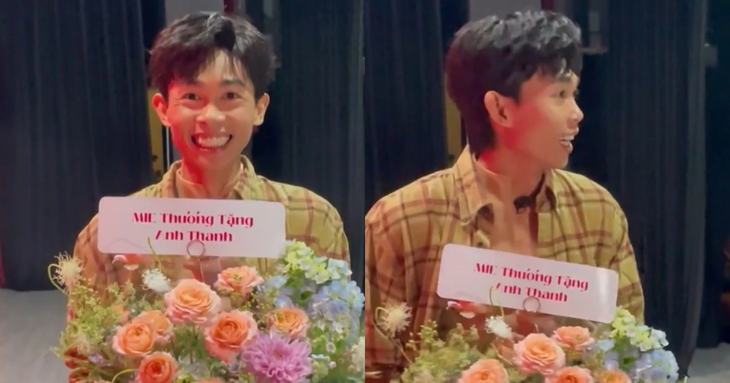 Hồng Thanh bất ngờ nhận được hoa chúc mừng từ tình cũ (nguồn ảnh: TikTok Chumchum)