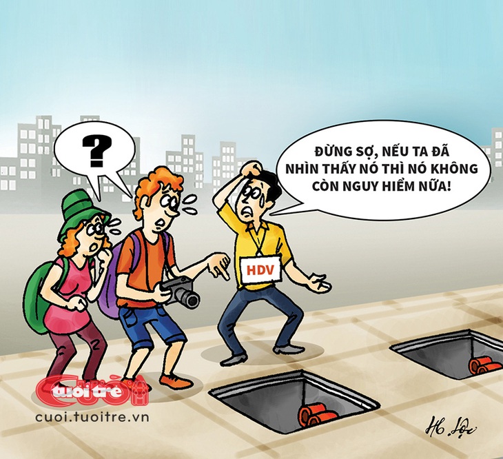 Du khách nước ngoài cũng có thể bị "lọt hố" - Tranh: Hữu Lộc 