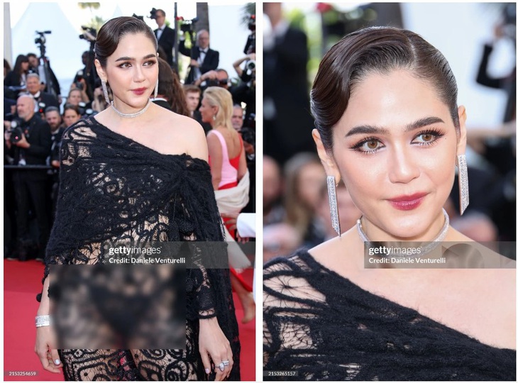 Nhan sắc Chompoo Araya vẫn đẹp không chỗ chê nhưng bộ trang phục táo bạo khiến khán giả phải ngượng ngùng đỏ mặt.