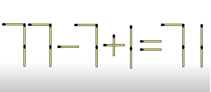 Thử tài IQ: Di chuyển hai que diêm để 77-77=77 thành phép tính đúng- Ảnh 2.