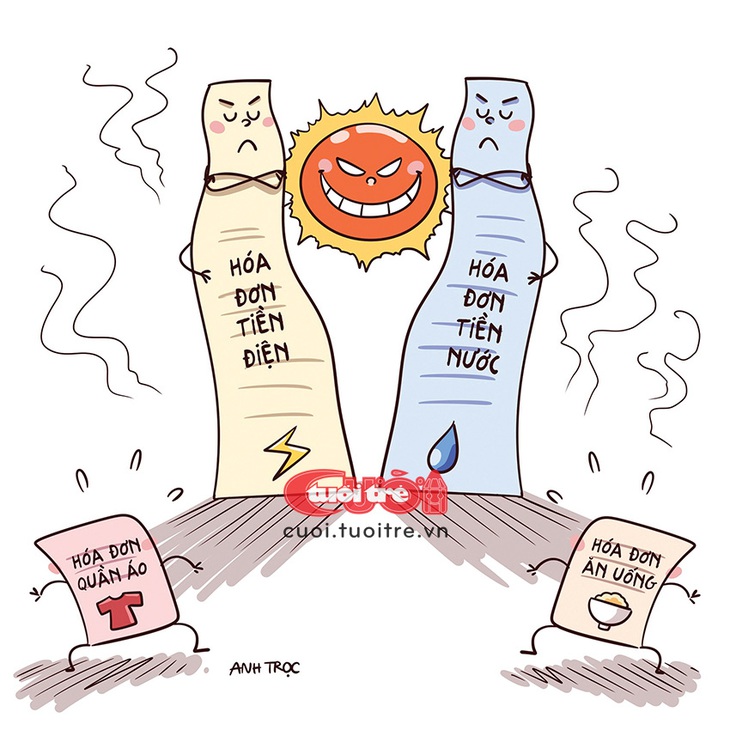 Hóa đơn tiền điện tháng 5 liệu có cao như tháng 4? - Tranh: Anh Trọc Comics 