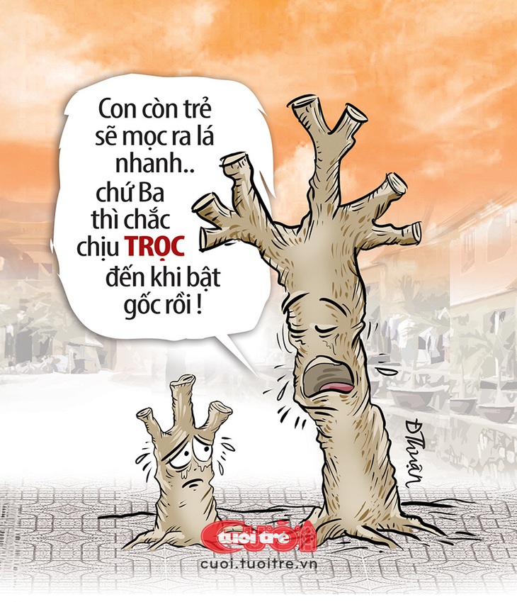 Tâm sự nhói lòng của cha con nhà cây xanh - Tranh: Đức Thuận 