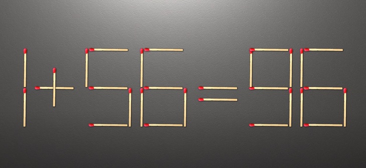 Thử tài IQ: Di chuyển một que diêm để 1+56=96 thành phép tính đúng- Ảnh 1.